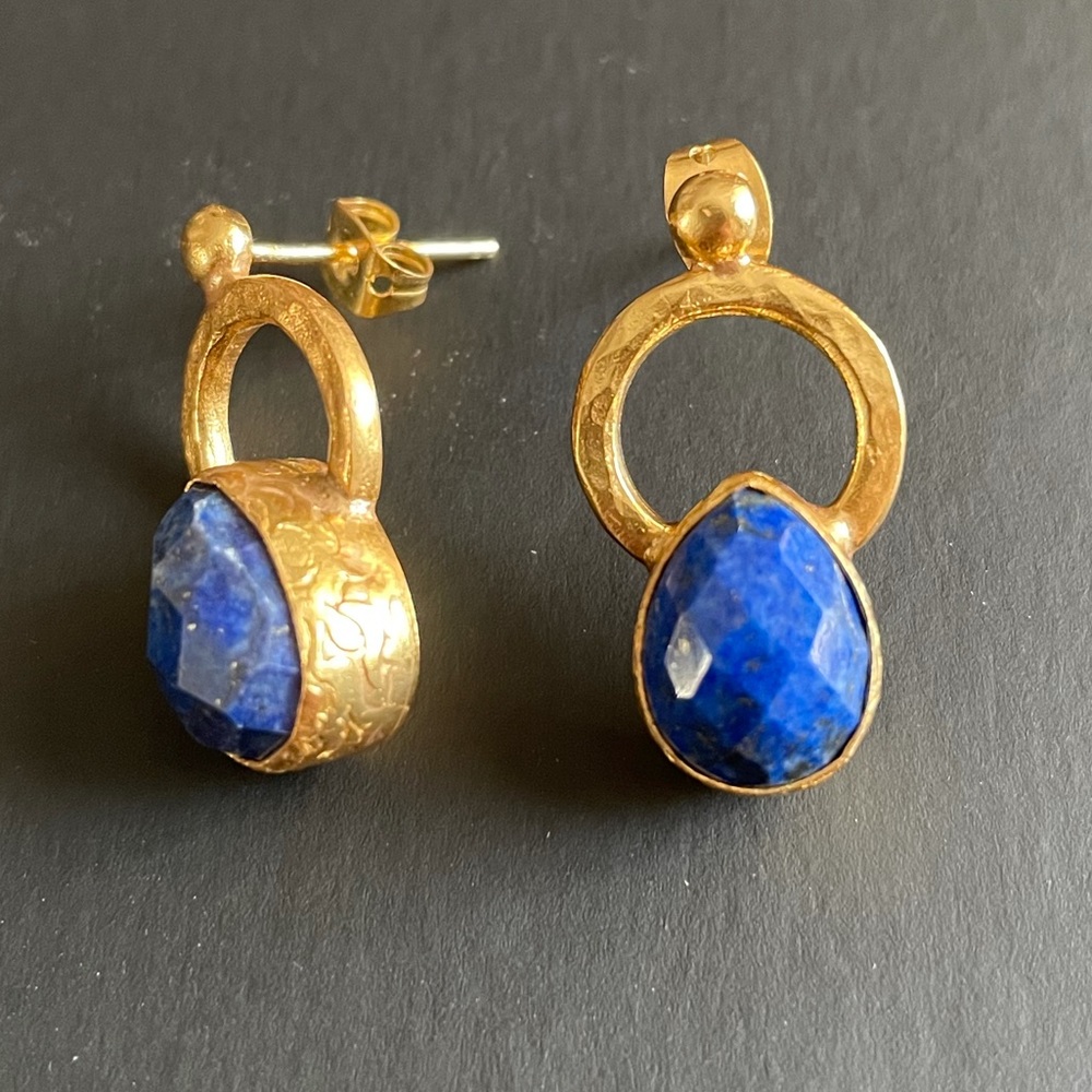Lapis Gold Plate Earrings